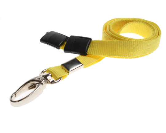 Lanyards Yellow - 10 mm Lanyards with breakaway and clip - Pack of 100